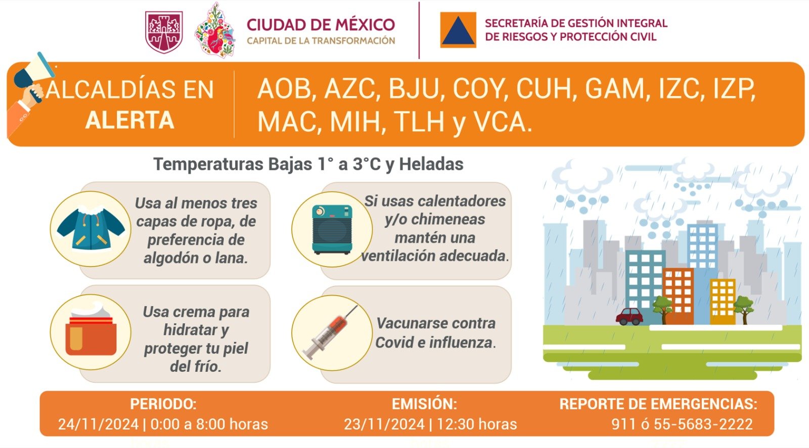 Pronostican bajas temperaturas y heladas en 12 alcaldías